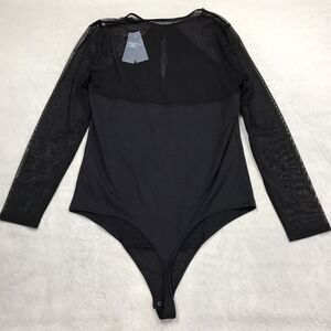 NWT ABERCROMBIE & FITCH Soft AF Bodysuit Women XL Black Mesh Layer Witchy